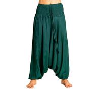 PANASIAM Pantalones Aladino Liso Verde Oscuro L