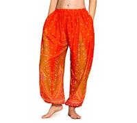 PANASIAM Pantalones Aladino Peacock Unisex - Pantalón Boho de Verano | Pantalón cómodo con cintura & tobillos elásticos, diseño pavo real, mujer & hombre, festivales, vacaciones & diario
