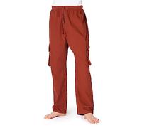 PANASIAM Pantalones cargo | Cómodos pantalones de verano para hombre con 4 prácticos bolsillos | Pantalones de tela de algodón | Unisex, marrón rojizo, L