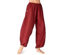 PANASIAM Pantalones Harem Liso, Rojo Vino L
