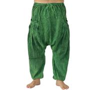 PANASIAM Pantalones para Relajarse de Aladdín, Estilo Harén de algodón, Lavado a la Piedra, Talla única y Unisex