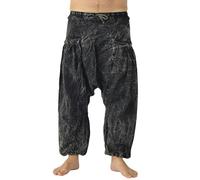 PANASIAM Pantalones para Relajarse de Aladdín, Estilo Harén de algodón, Lavado a la Piedra, Talla única y Unisex