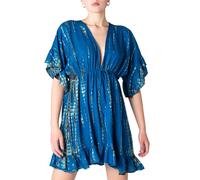 PANASIAM Vestido de Playa Sunset Mujer - Cubrebikini - Minivestido Babydoll | Viscosa fluida, bajo con volantes, vestido corto de verano con cordón bajo el pecho, túnica de playa vacaciones ocio fiesta