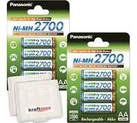 Panasonic BK-3HGAE - Lote de 8 pilas Ni-MH de gran capacidad (2700 unidades, 8 pilas AA en caja)