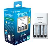 eneloop Basic Cargador, para 2 o 4 Pilas Recargables AA/AAA, 10h de Tiempo de Carga, 6 Funciones de Seguridad, 4 Pilas eneloop AAA (800 mAh) Incluidas