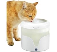PANASONIC CP-JNW01-W Fuente de Agua para Mascotas, para Gatos y Perros de Tamaño Pequeño y Mediano, Capacidad de 1,9 L, Filtración de 4 Capas, Súper Silenciosa, Dos Modos, Blanco