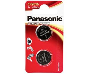 Panasonic CR2016 Pila botón de litio no-recargable, 3V, 90 mAh, Paquete de 2 unidades