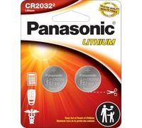 Panasonic CR2032 - Pilas de botón de litio de larga duración de 3.0 voltios en embalaje resistente a los niños, paquete de 2 baterías