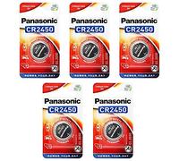Panasonic CR2450 - Pila de botón de 3 V de litio (5 pilas)