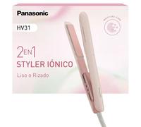 Panasonic EH-HV31-P503 Moldeador Iónico 2 en 1, Alisador y Rizador, 5 Temperaturas hasta 210°C, Placas 3D, Bloqueo Viaje, Voltaje Automático, Rosa Fresa