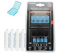Panasonic eneloop Cargador BQ de cc65 Incluye pantalla LCD, 4 eneloop AAA Micro y cajita AccuCell) Blue