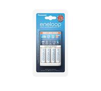 Panasonic eneloop, Cargador rápido inteligente, para 1-4 pilas de Ni-Mh AA/AAA, con indicador de carga LED y mecanismo de control para cada celda, incl. 4 pilas eneloop, AA Mignon, mín. 1900 mAh, 2100 ciclos de carga