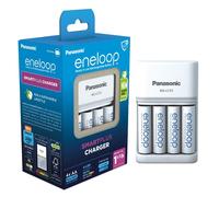 eneloop SmartPlus Cargador, para 1-4 Pilas Recargables AA/AAA, 1.5h de Tiempo de Carga, 10 Funciones de Seguridad, 4 Pilas eneloop AA (2000 mAh) Incluidas