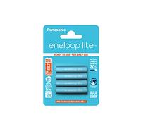 Panasonic eneloop Lite, Pilas de Ni-MH Listas para Usar, AAA Micro, Pack de 4 uds., mín. 550 mAh, 3000 ciclos de Carga, Baja autodescarga, Recargables