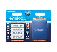 Panasonic eneloop, pilas de Ni-MH listas para usar, AA Mignon, pack de 4 uds. in aja azul para pilas , mín. 1900 mAh, 2100 ciclos de carga, potentes y con baja autodescarga, recargables