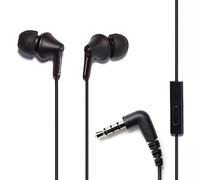 Panasonic, ErgoFit RP-TCM125-KA, Auriculares intraurales ergonómicos con cable, micrófono y controlador de llamadas, ajuste personalizado S, M y L, conector Jack de 3,5 mm para teléfonos y portátiles,