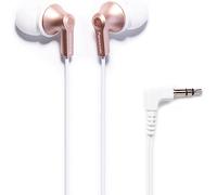 Panasonic ErgoFit Wired Earbuds, 3.5mm Jack In-Ear Headphones Wired with Dynamic Crystal-Clear Sound and Soft Ergonomic Custom-Fit Earpieces (S/M/L), for Phones and Laptops - RP-HJE120-N (Rose Gold)