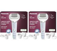 Panasonic ES-EY90-A503 Húmedo y Seco Depiladora, Doble Disco con 60 Pinzas, Flexible 90º Pivotante Cabeza, 3 velocidad Ajustes, LED Luz, 30 Min de Operación, Cabeza para Cuidado Pies, Cabeza Afeitado