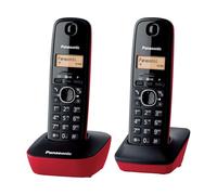 Panasonic KX-TG1612SPR Teléfono Inalámbrico Digital DECT, Unidad Base y 2 Auriculares, Identificador De Llamadas, Batería Larga Duración, Pantalla LCD, Agenda, Rellamada, Despertador, Rojo