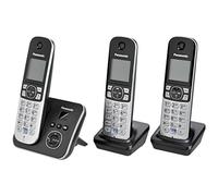Panasonic KX-TG6823 - Teléfono Fijo Digital (contestador, inalámbrico, Pantalla LCD), Negro y Plateado [Versión Importada]