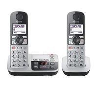 Panasonic KX-TGE522GS Teléfono DECT para Personas Mayores con función de Llamada de Emergencia (teléfono contestador automático, inalámbrico, teléfono Duo), Negro Plateado, máximo 1,5 h, Llamada,