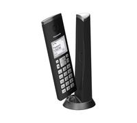 Panasonic KX-TGK210SPB Teléfono Inalámbrico Digital, Unidad Base y Auricular Único, Altavoz Manos Libres, LCD Blanco, Bloqueo de Llamadas Molestas, Imán para Auricular, Negro