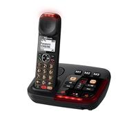 Panasonic KX-TGM420 teléfono digital inalámbrico contestador digital unidad base y auricular único LCD de alto volumen modo de conversación lenta compatible con audífonos bloqueo de llamadas