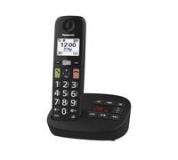 Panasonic KX-TGU130EXB - Teléfono Digital inalámbrico con contestador, Unidad básica y 1 Combinado, Pantalla LCD, Teclas Grandes, Llamadas favoritas, Compatible con audífonos, Color Negro
