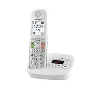 Panasonic KX-TGU430EXW Teléfono Inalámbrico Digital con Contestador Automático, Volumen Amplificado, Unidad Base y 1 Auricular, Pantalla LCD, Linterna, Compatible con Audífonos, Blanco y Plateado