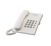 Panasonic KX TS500EXB - Teléfono Fijo con Cable para Hogar u Oficina, Montaje en Pared o Escritorio, Control de Volumen, Repetición de Número, Color Blanco