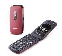 Panasonic KX-TU446EXR 2G Teléfono Móvil para Mayores, Resistente a Golpes, Cámara, Incluye Auriculares y Cargador, Pantalla A Color 2,4 Pulgadas, Llamada De Emergencia SOS, Rojo