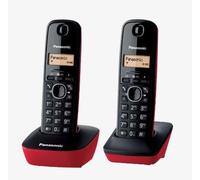 Panasonic KXTG1612SPR - Dúo Teléfonos Inalámbricos Rojo y Negro DECT