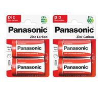 PANASONIC - Lote de 2 ampollas de 2 pilas Red Zinc-Carbon D - R20-1,5 V