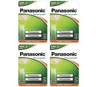 PANASONIC - Lote de 4 ampollas de 2 pilas recargables AAA NiMH HR03 750 mAh Ready to Use - 1,2 V