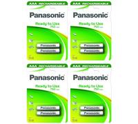 PANASONIC - Lote de 4 ampollas de 2 pilas recargables NiMH Micro AAA 750 mAh Ready to Use