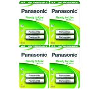 PANASONIC - Lote de 4 ampollas de 2 pilas recargables NiMH Mignon AA 1900 mAh Ready to Use