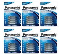 PANASONIC - Lote de 6 ampollas de 4 pilas alcalinas Evolta AAA LR03