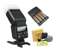 Panasonic Lumix DC-FZ1000 II Bounce, Zoom & Swivel Head Flash + Cargador rápido de CA de Alta Potencia con baterías 4AA 2900 mAh + NW Direct 5 Piezas Kit de Limpieza