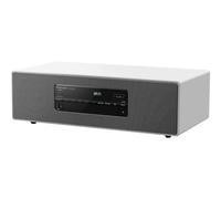 Panasonic Microsistema Hi-Fi SC-DM502E-W, 40 W, Radio FM, Dab/Dab+, Reproductor de CD, USB, Bluetooth, Aux, reproducción MP3, Carcasa de Madera y Cubierta de Cobre, diseño Elegante, Blanco