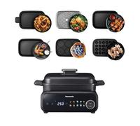 Panasonic NF-GM600 Multi Cooker 6 en 1, Grill Electrico, Freír, Cocción Lenta, BBQ, Vapor, Saltear, 1400W, 40-250°C, 9 Modos Automáticos, Extractor de Humo, Bandejas aptas para lavavajillas