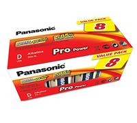 Panasonic Pila alcalina LR20PPG/8BB Pro Power, D - Mono - LR20, 8 Unidades, Color Dorado