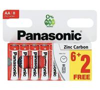 Panasonic Pilas AA de Zinc y Carbono, Paquete de 8