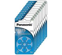 Panasonic - Pilas de Zinc-Aire PR675 para audífonos, Tipo 675, 1,4 V, Pilas para audífonos, 10 Paquetes (60 Unidades), de Color Azul