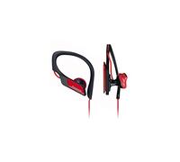 Panasonic RP-HS34E-R Auriculares Tipo Clip para Uso Deportivo, Resistentes al Agua, Ideales para Deportistas, Bajos Claros y Sólidos, Negro y Rojo