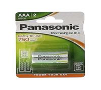 Panasonic Stay Charged - Pack de Pilas Recargables (750 mAh, 1.2 V, 2 Unidades), Blanco