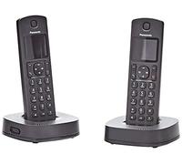 Panasonic TGC312SPB- Teléfono Fijo Inalámbrico Dúo, LCD, Identificador de Llamadas, 16H Uso Continuo, Localizador, Agenda De 50 números, Bloqueo Llamada, Modo ECO, Reducción Ruido, color Negro