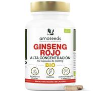 Panax Ginseng Rojo Coreano BIO | Extracto Alta Concentración | Energía, Vigor, Antiestrés, Concentración | 60 cápsulas de 400mg | Primera Calidad