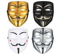 PanBeiQiWEU Pack de 4 Máscaras de Vendetta - Cosplay de Halloween, Disfraces de Anonymous, Unisex para Adultos - Regalos de Fiesta
