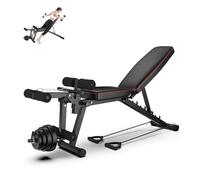 Panca Multifunzione Palestra Casa, Panca Palestra Pieghevole, Panca per Addominali con Leg Extension Leg Curl Panca Pesi Schienale Regolabile in 4 Livelli