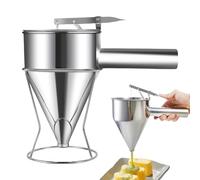 Pancake Dispenser for Batter - Stainless Steel Piston Funnel Batter Dispenser with Stand | Precision Baking Tool for Pancake B́atter, Cupcake Mix, Syrup, Waffles, Muffins and Dessert